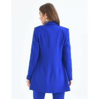 4 Button Shawl Collar Blazer Jacket Saks Blue