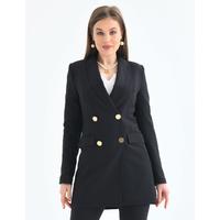 4 Button Shawl Collar Blazer Jacket Black