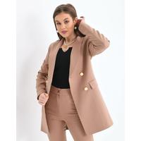 4 Button Shawl Collar Blazer Jacket Brown