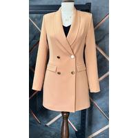 4 Button Shawl Collar Blazer Jacket Brown