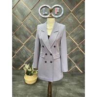 6 Button Blazer Jacket Gray