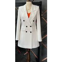 6 Button Blazer Jacket White