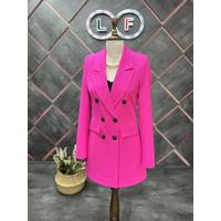 6 Button Blazer Jacket Fuchsia