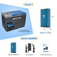 Acopoer X230 14.8Volt 13Amper Li-ion Yedek Buzdolabı Aküsü + Powerbank + LED Lamba