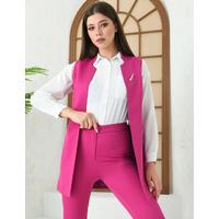 Agraf Detail Vest Suit Fuchsia