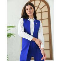 Agraf Detail Vest Suit Saks Blue