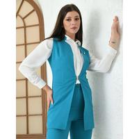 Agraf Detail Vest Suit Turquoise