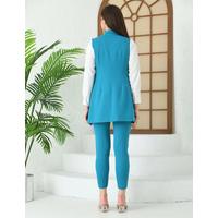 Agraf Detail Vest Suit Turquoise