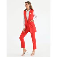 Agraf Detail Vest Suit Red