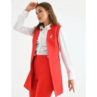 Agraf Detail Vest Suit Red