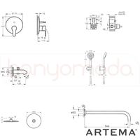 Artema A49247 Win S жасырын үстіңгі ванна бөлмесіне арналған топсалы душ жинағы