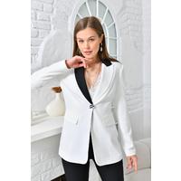 Asymmetrical Collar Suit White-Black