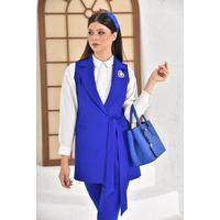 Tie-up Vest Suit Saks Blue