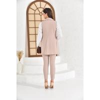 Tie Vest Suit Beige