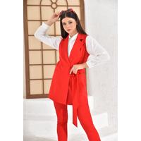 Tie Vest Suit Red