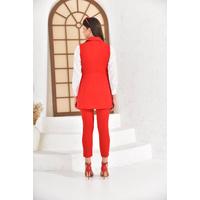 Tie Vest Suit Red