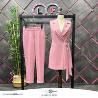 Tie-up Vest Suit, Dusty Rose