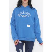 Baskılı Kapşonlu Sweat Saks - 457.1145.