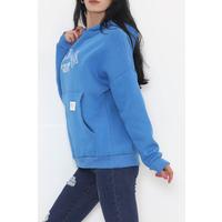 Baskılı Kapşonlu Sweat Saks - 457.1145.