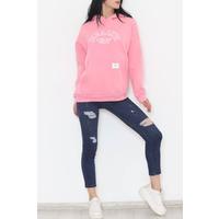 Baskılı Kapşonlu Sweat Pembe - 457.1145.