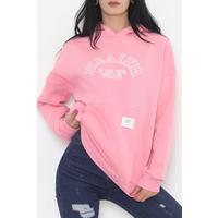 Baskılı Kapşonlu Sweat Pembe - 457.1145.