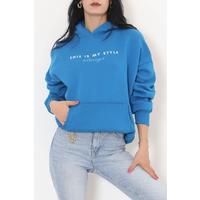 Baskılı Kapşonlu Sweat Saks - 436.1145.