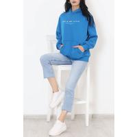 Baskılı Kapşonlu Sweat Saks - 436.1145.