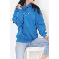 Baskılı Kapşonlu Sweat Saks - 436.1145.