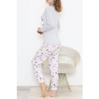 Baskılı Pijama Takımı Gribeyaz - 12056.1751.