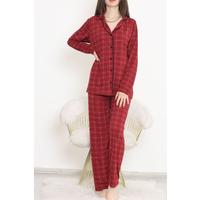 Printed Buttoned Polyviscon Suit Dark Claret Red - 727.1287.