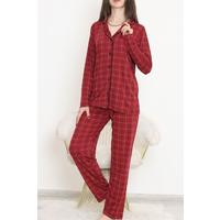 Printed Buttoned Polyviscon Suit Dark Claret Red - 727.1287.