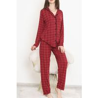 Printed Buttoned Polyviscon Suit Dark Claret Red - 727.1287.