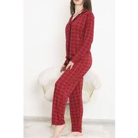 Printed Buttoned Polyviscon Suit Dark Claret Red - 727.1287.