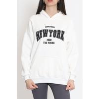 Printed Hooded Sweat Ecru - 15583.1554.