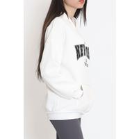 Printed Hooded Sweat Ecru - 15583.1554.