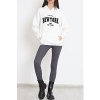 Printed Hooded Sweat Ecru - 15583.1554.