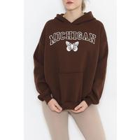 Printed Hoodie Sweat Brown - 925.1247.