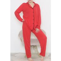 Oversize Polyviscon Button Suit Red - 725.1287.