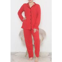 Oversize Polyviscon Button Suit Red - 725.1287.