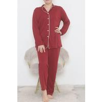 Oversize Polyviscon Button Suit Claret Red - 725.1287.