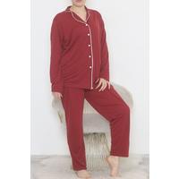 Oversize Polyviscon Button Suit Claret Red - 725.1287.