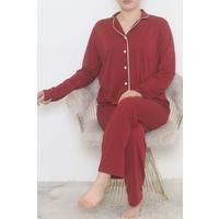 Oversize Polyviscon Button Suit Claret Red - 725.1287.