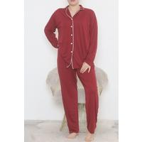 Oversize Polyviscon Button Suit Claret Red - 725.1287.