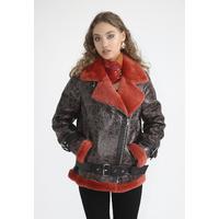 Women's Leather Coat B21-CRK-BRN-BSW