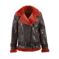 Women's Leather Coat B21-CRK-BRN-BSW