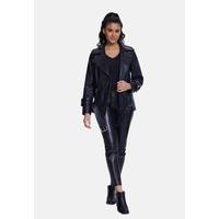 Women's Leather Coat B21-NAP-BLK