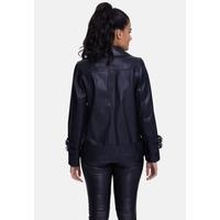 Women's Leather Coat B21-NAP-BLK