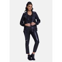 Women's Leather Coat B21-NAP-BLK