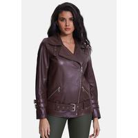 Women's Leather Coat B21-NAP-BRN