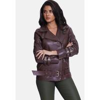 Women's Leather Coat B21-NAP-BRN